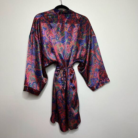 VICTORIAS SECRET GOLD LABEL VINTAGE TIE ROBE PAISLEY WOMENS SIZE SMALL - Picture 4 of 4